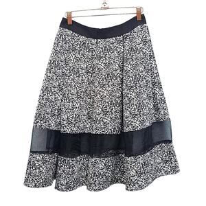 Express | Black & White A-line Mid-length Skirt